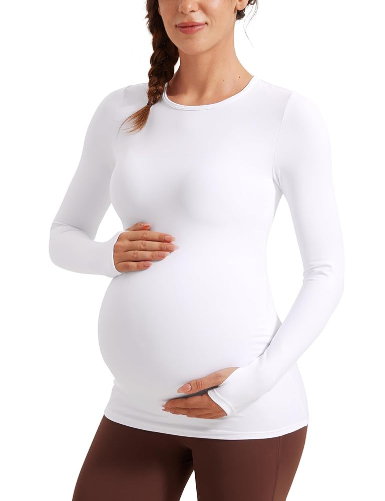 CRZ YOGA Womens Butterluxe Long Sleeve Maternity Tops Crewneck Pregnancy Basic Shirts Soft Athlet... | Amazon (US)