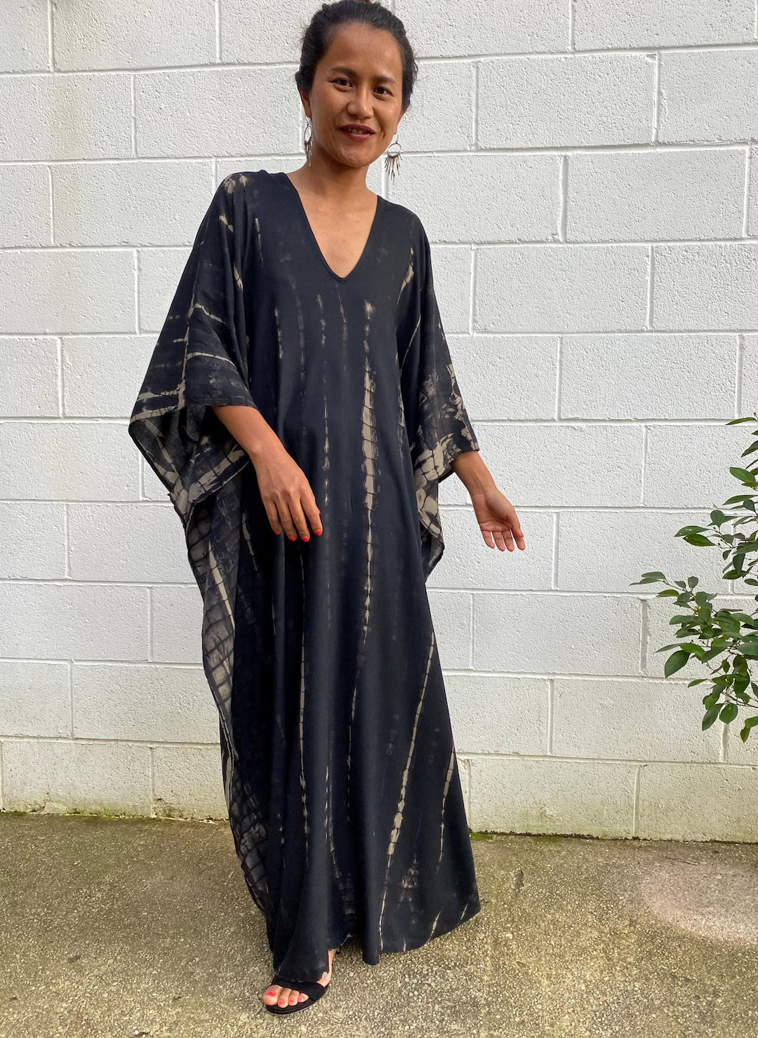 A-105 Silky Caftan Dress  Black Tie Dye Kaftan Luxury  Spring Dresses  African Dress  Mumu Caftan... | Etsy (US)