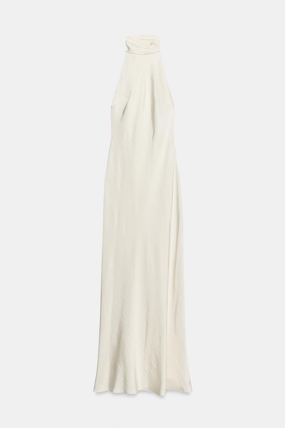 LONG SATIN DRESS WITH TIE DETAIL | Zara UK