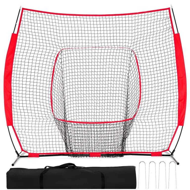 JIOABL 7 ft x 7 ft Baseball & Softball Practice Net with Bow Frame, Carry Bag & Strike Zone Targe... | Walmart (US)