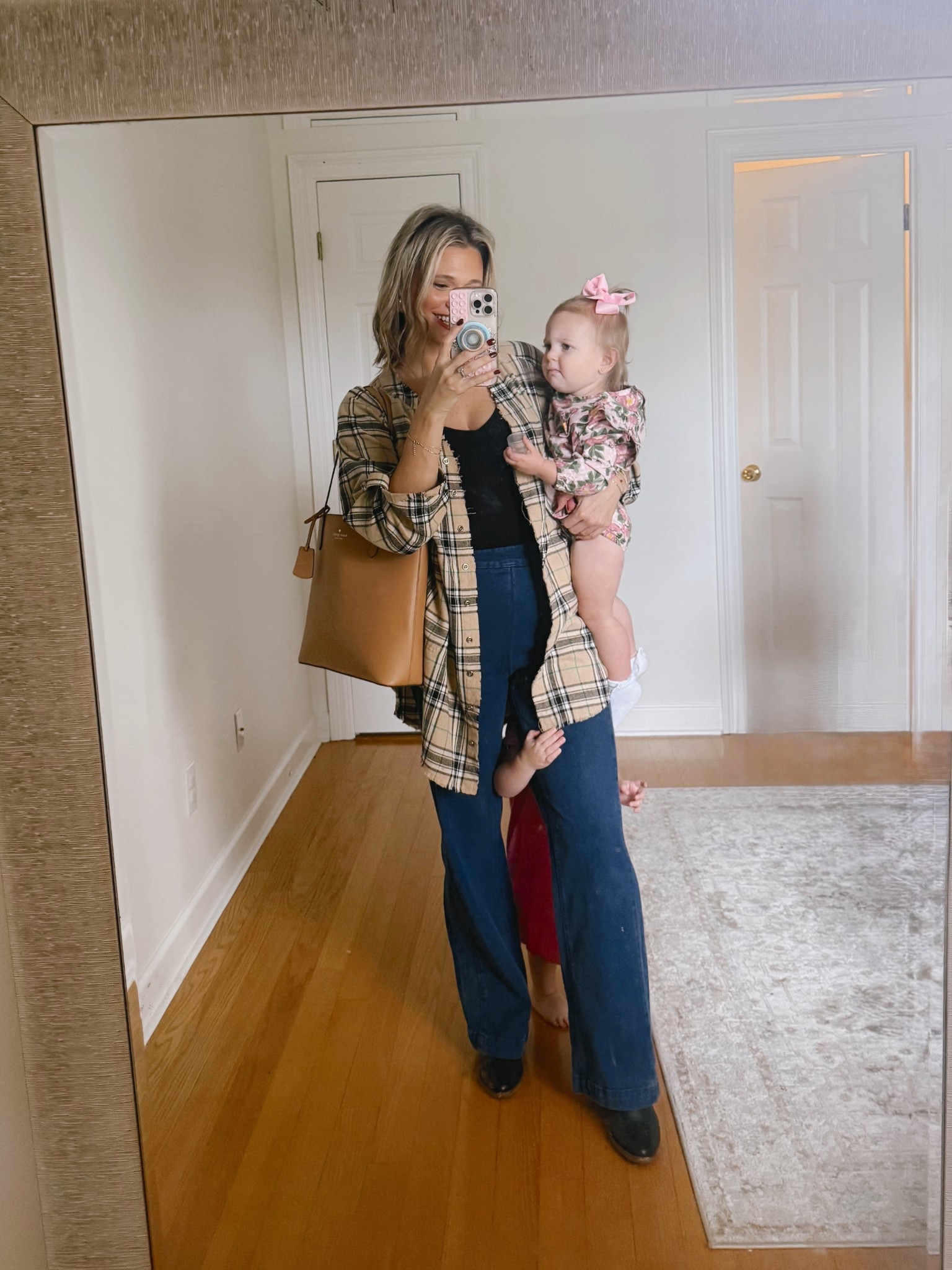 nothing says Sunday morning better than me trying to snap a pic of my church outfit with two clinging & crying toddlers 😐 but let’s take a moment to chat about THESE (high waisted) JEANS 😍 less than $20 & stretchy in all the right places! Also this flannel is light weight and perfect for layering 🙌🏼 

#LTKStyleTip #LTKFindsUnder50 #LTKSeasonal