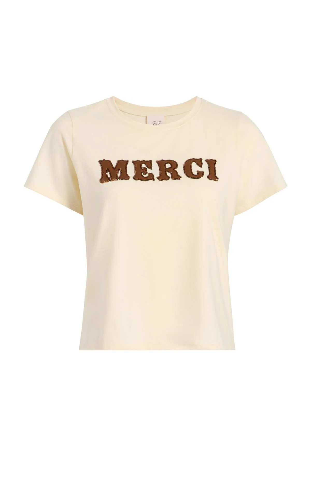 Leather Applique Merci Shrunken Tee | Cinq à Sept