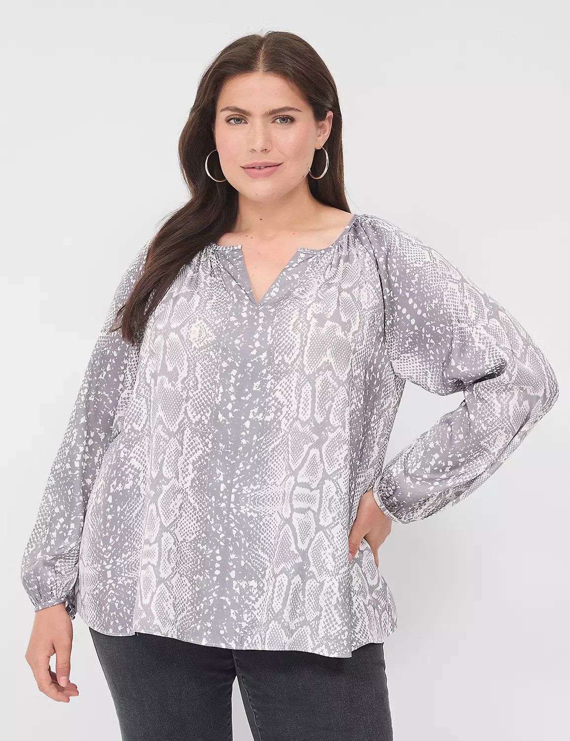 Swing Split-Neck Raglan-Sleeve Top | Lane Bryant (US)