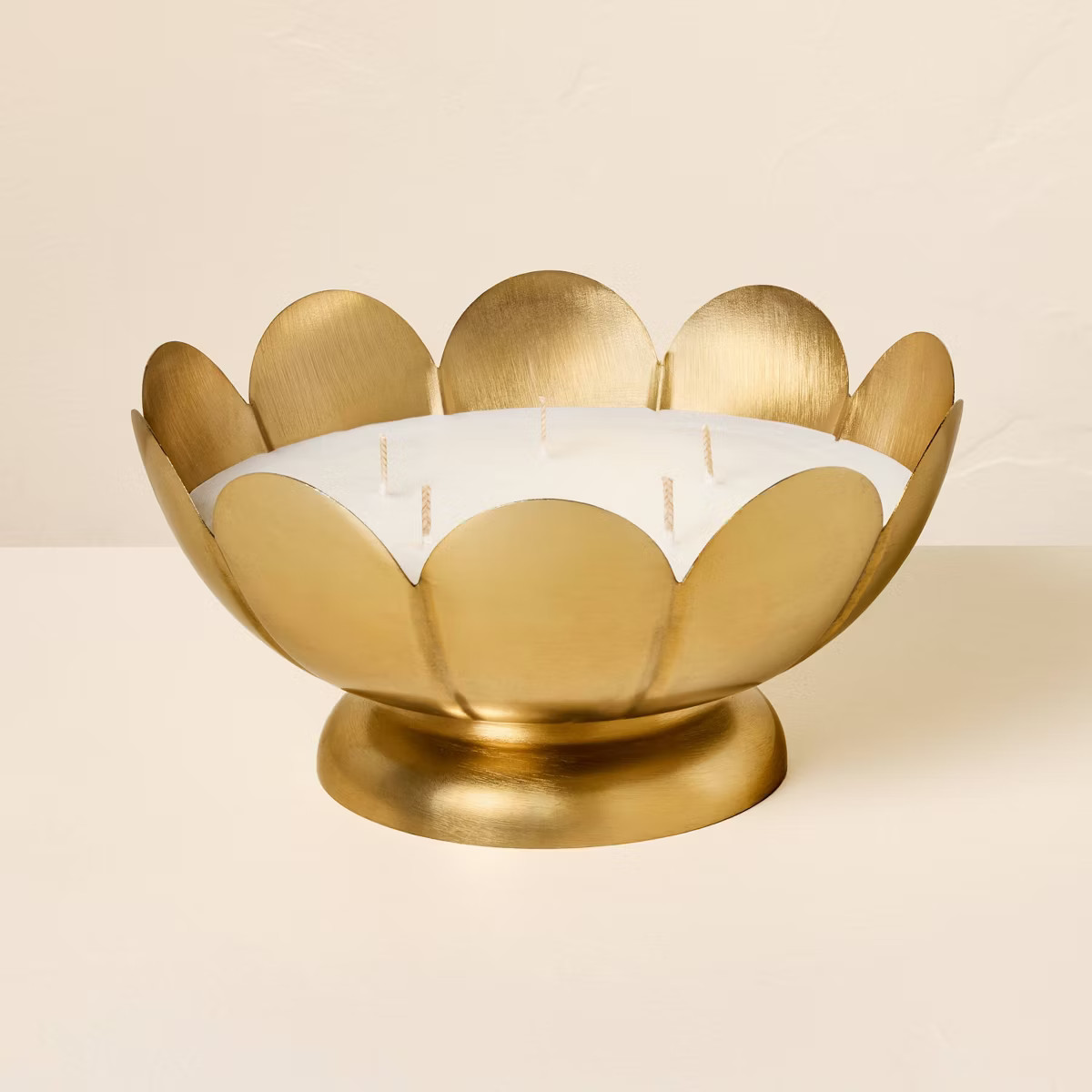 5 Wick Large Scalloped Brass Footed Candle 22oz - Hearth & Hand™ with Magnolia | Target