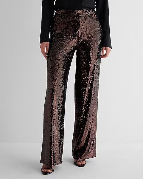 High Waisted Sequin Wide Leg Pant | Express