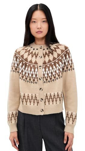 MOON RIVER Women's Isle Hairy Button Up Cardigan Sweater, Tan Multi, L | Amazon (US)