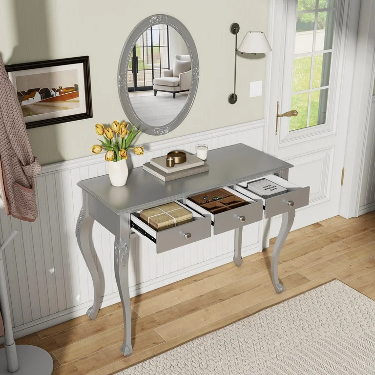 Euroco Vintage Vanity Desk– Elegant Makeup Table with Carved Details and Compact Design | Walmart (US)