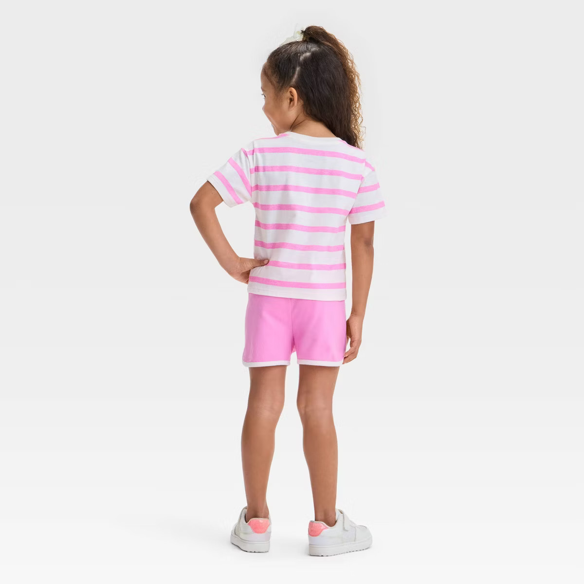 Toddler Girls' 2pc Bluey Striped T-Shirt & Retro Knit Shorts Set - Pink | Target