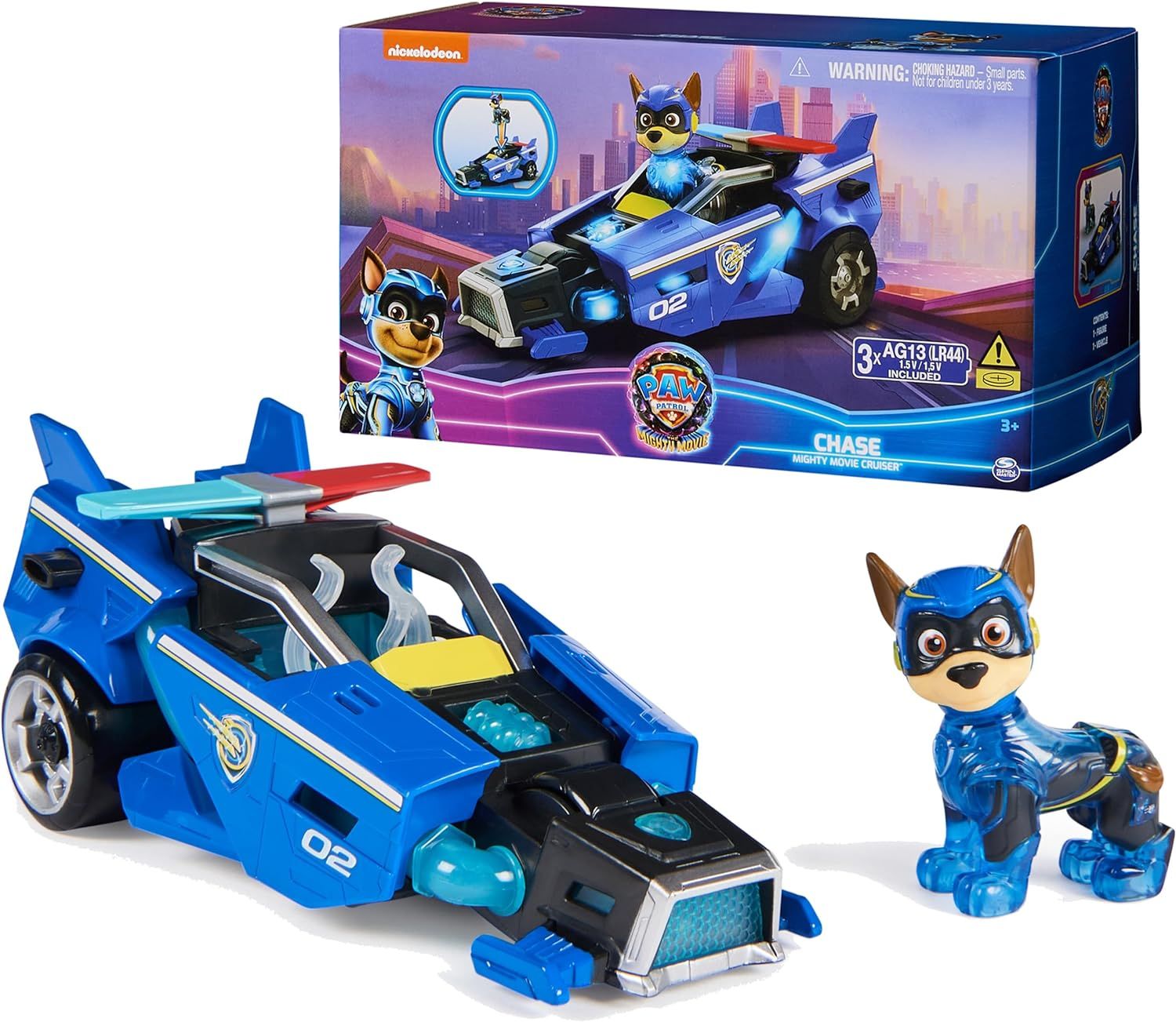 Paw Patrol: The Mighty Movie, Toy Car with Chase Mighty Pups Action Figure, Lights and Sounds, Ki... | Amazon (US)