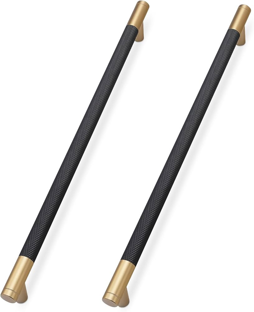 10 Pack Matte Black and Champagne Bronze Cabinet Pulls knurled 10 Inch Hole Centers Kitchen Cabin... | Amazon (US)