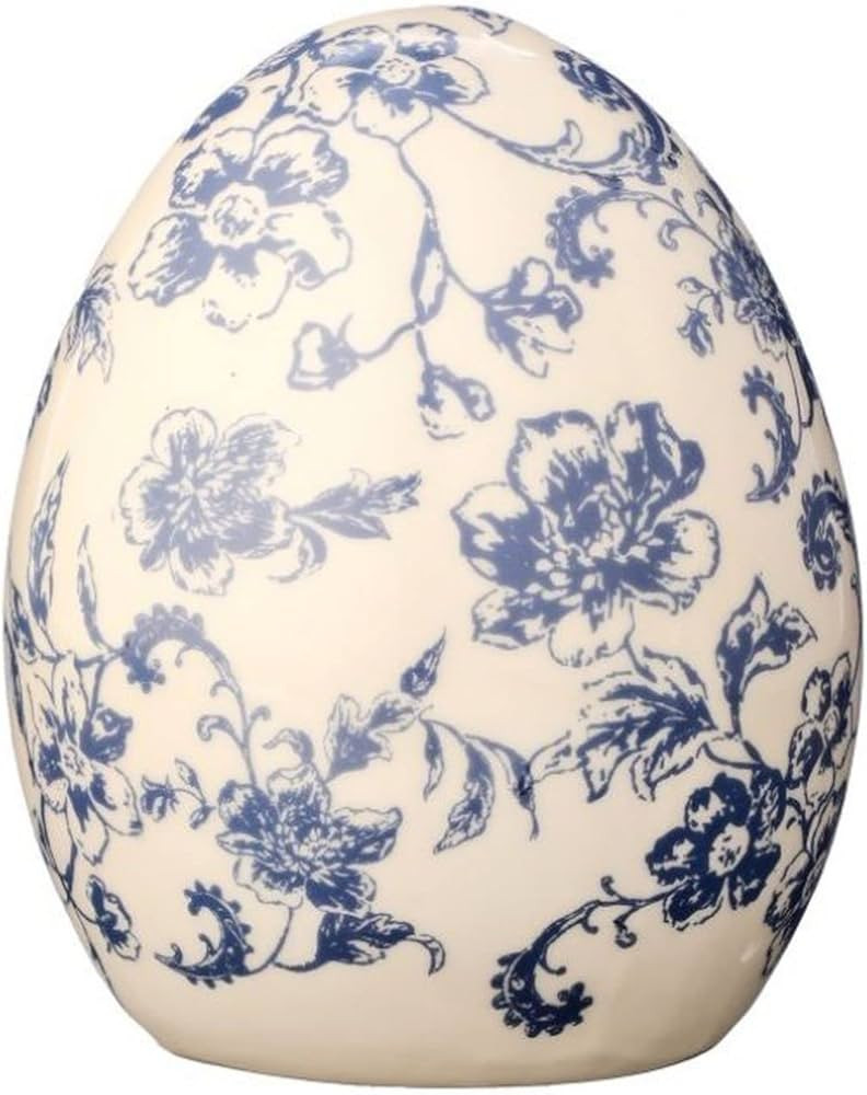 Regency International Ceramic Toile Egg, 5 Inches, Ivory and Blue, Easter, Tabletop Decor | Amazon (US)