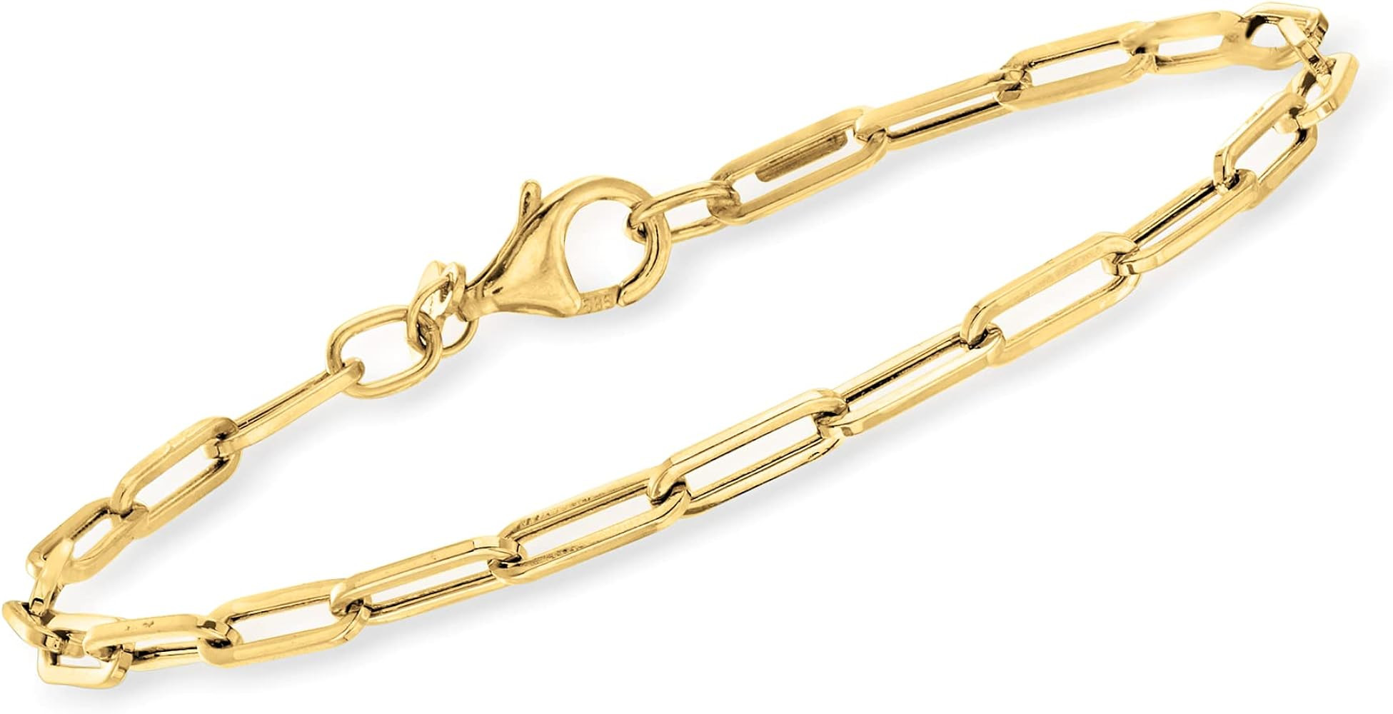 RS Pure by Ross-Simons Italian 14kt Yellow Gold Paper Clip Link Bracelet | Amazon (US)
