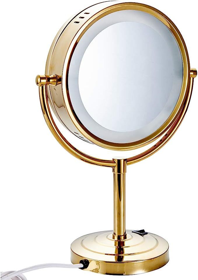 Cavoli 8.5 inch LED Makeup Mirror with 10x Magnification,Tabletop Two-Sided, has Three Colors Lig... | Amazon (US)