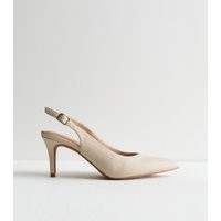 Women's Cream Pointed Slingback Stiletto Heel Court Shoes New Look | New Look (UK)