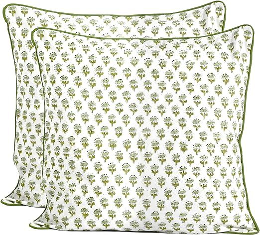 CPC Throw Pillow Covers for Couch, 100% Cotton Block Print Decorative Couch Pillows for Living Ro... | Amazon (US)