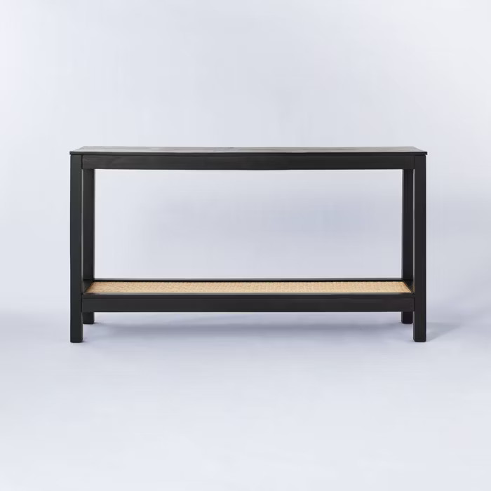 Console Table with Woven Rattan Shelf Black - Threshold™ designed with Studio McGee | Target