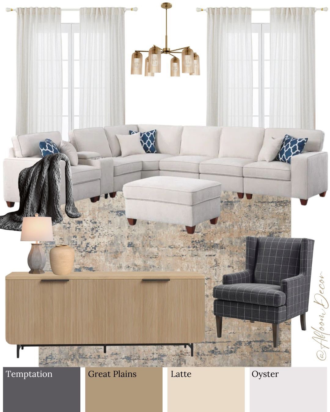 This cozy living room design mixes warm neutrals with a few deep charcoal and navy accents to keep things grounded and stylish.

#LTKHome
