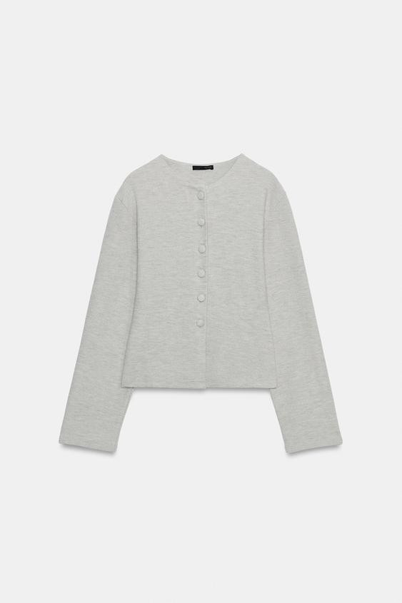 Zara - Soft Fitted Jacket - Mink Marl - M - Woman | Zara US