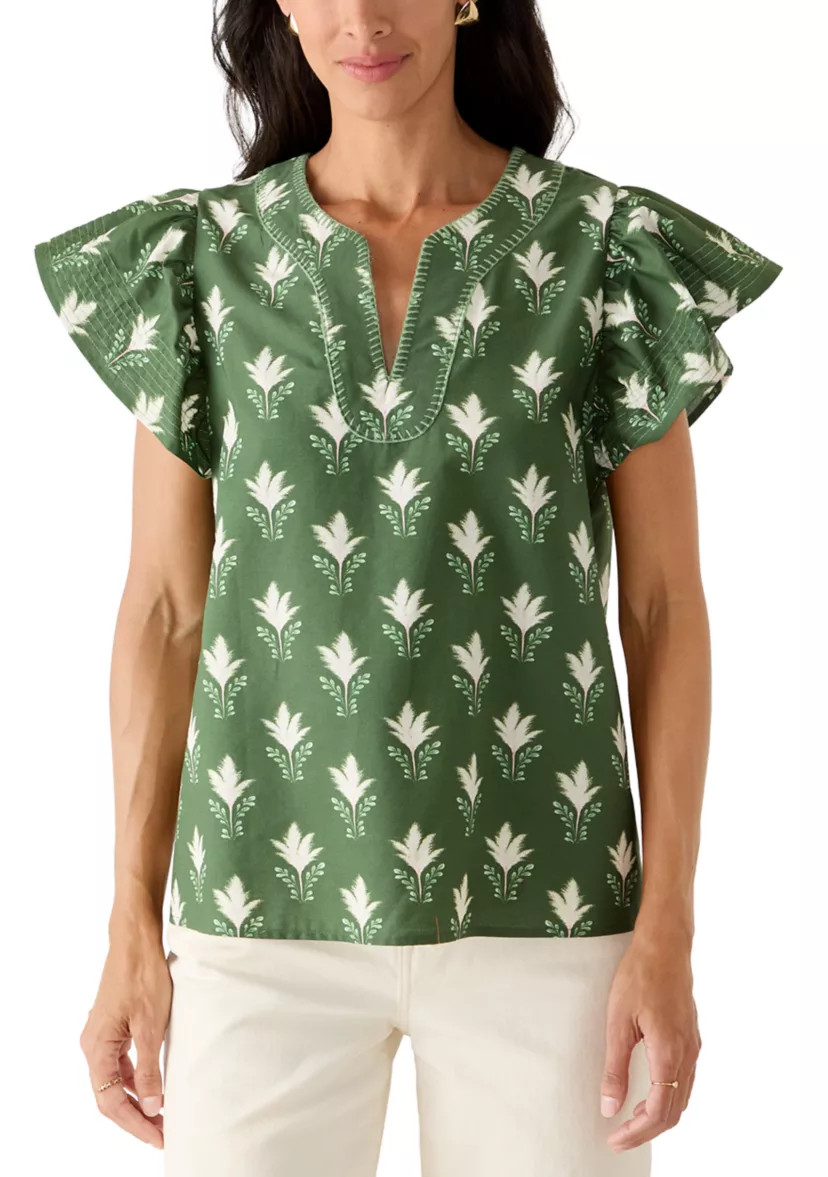 Women's Flutter Sleeve Y-Neck Top | Belk