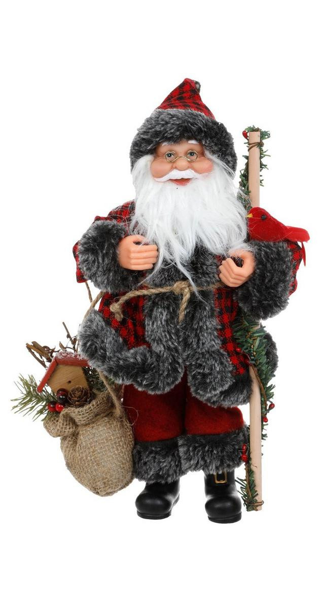 12" Plaid Santa Figurine - Red-Red-7800255199006   | Burkes Outlet | bealls