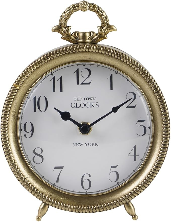 NIKKY HOME Table Clock, Vintage Desk Clock, Gold Table Clocks Non-Ticking Battery Operated Decora... | Amazon (US)