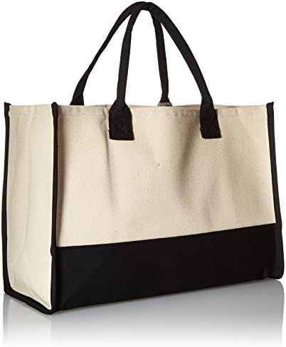 Mud Pie Classic Black and White Initial Canvas Tote Bags (D), 100% Cotton, 17" x 19" x 2" | Amazon (US)