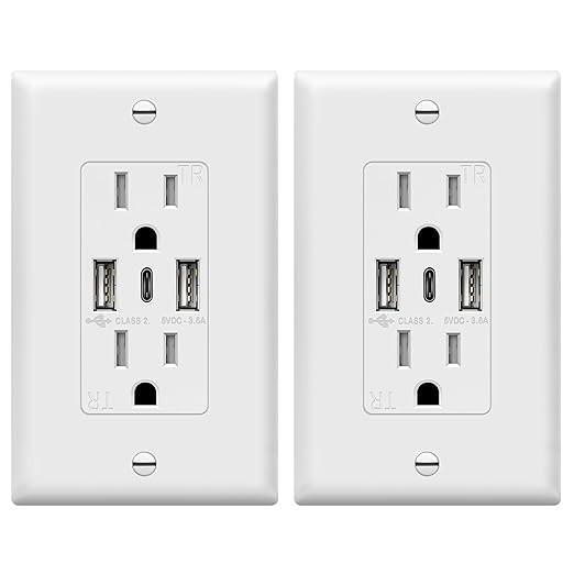 TOPGREENER USB Outlet, 3-Port Type C 3.6A 18W Wall Outlet, 15 Amp Receptacle, Charging Power Outl... | Amazon (US)