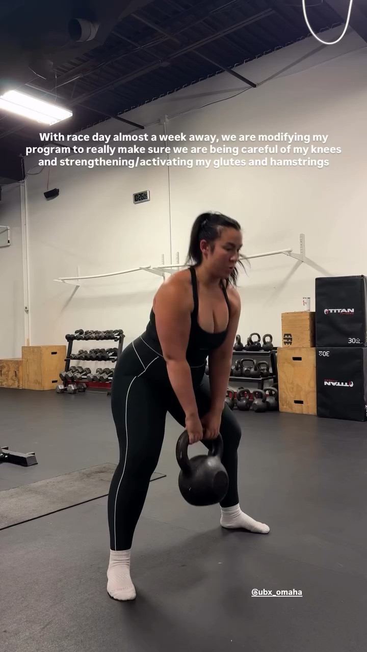 With race day almost a week away, we are modifying my program to really make sure we are being careful of my knees and strengthening/activating my glutes and hamstrings  @ubx_omaha