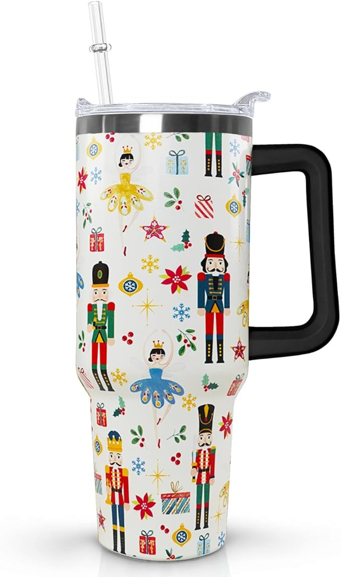 Ceovfoi 40 Oz Christmas Tumbler With Handle,Christmas Coffee Travel Mug Cup Water Bottle,Christma... | Amazon (US)