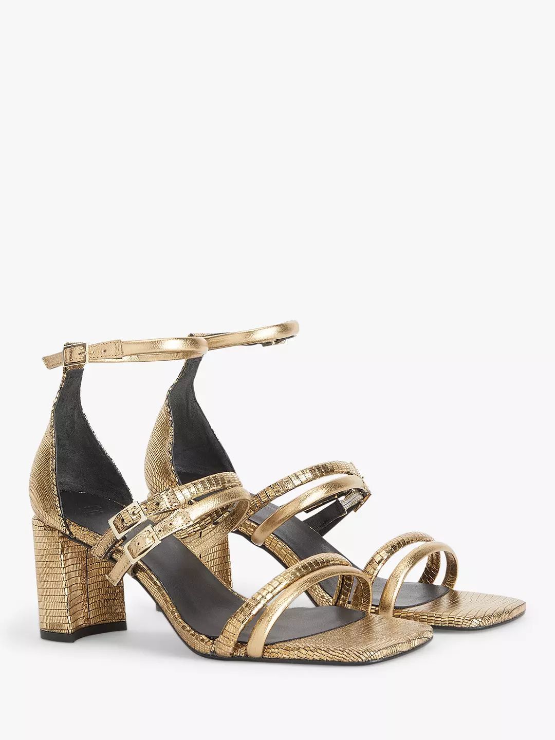 AND/OR Mystic Strappy Buckle Trim Sandals, Gold | John Lewis (UK)