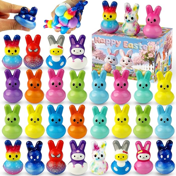 30Pcs Easter Bunny Slow Rising Squishy Toys,Easter Basket Stuffers,Bulk Stress Relief Fidget Toy ... | Amazon (US)