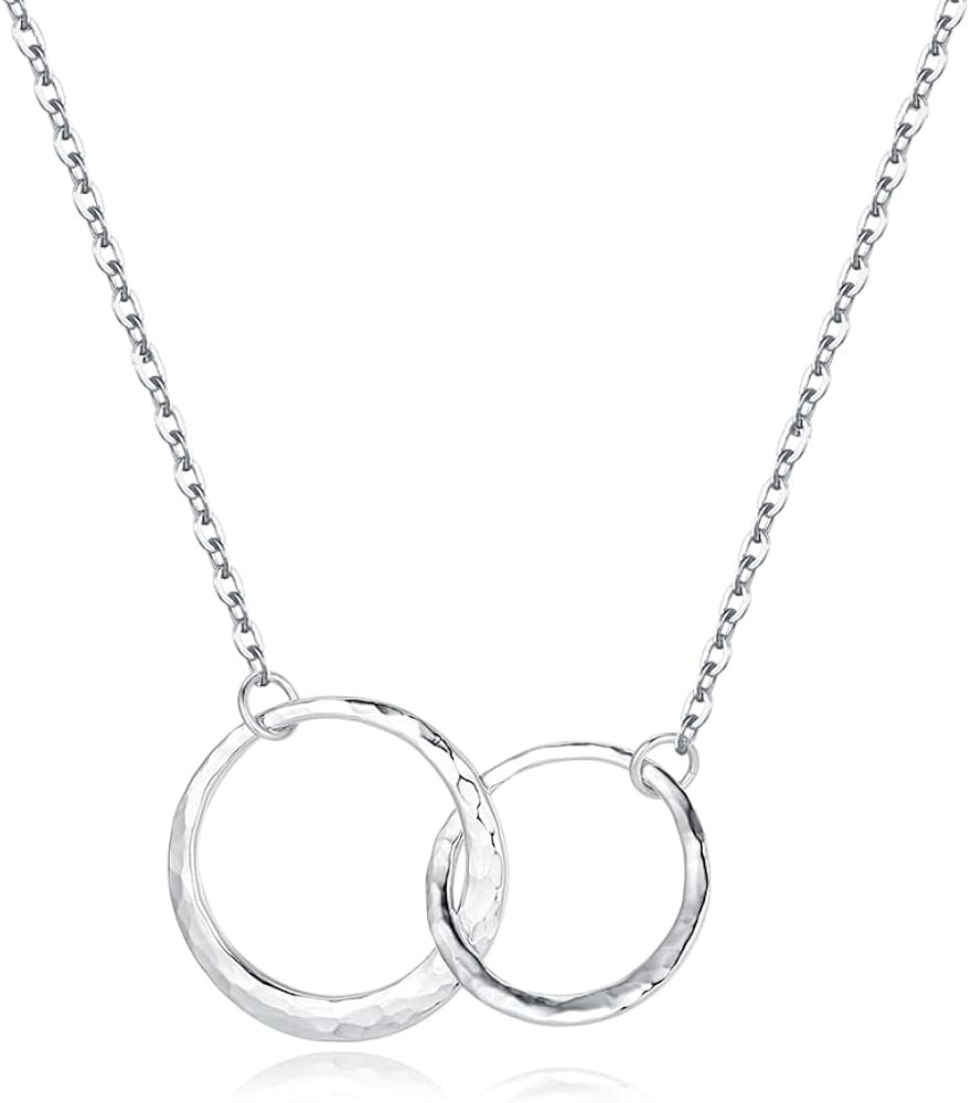 Sterling Silver Two Interlocking Circles Necklace Infinity Mother Daughter Necklace, Best Friend ... | Amazon (US)