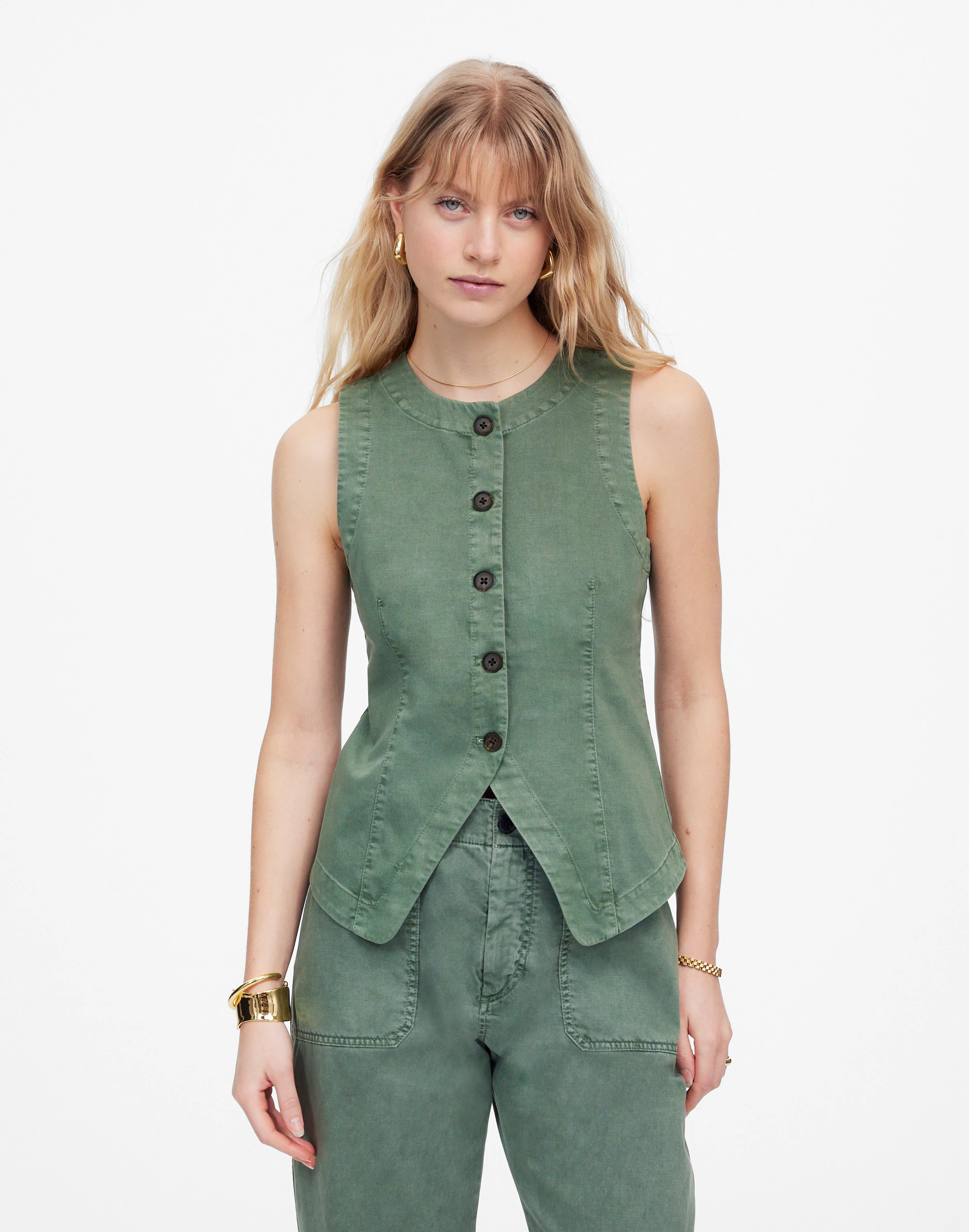 Twill Crewneck Vest in Garment Dye | Madewell