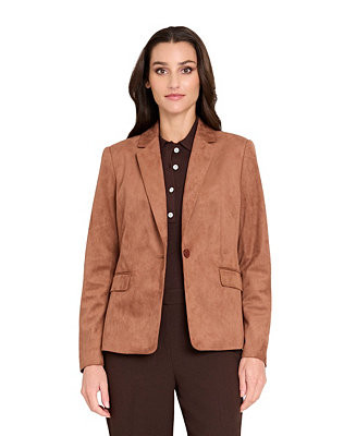 Tahari ASL Women's Suede Notch Collar One-Button Blazer - Macy's | Macy's