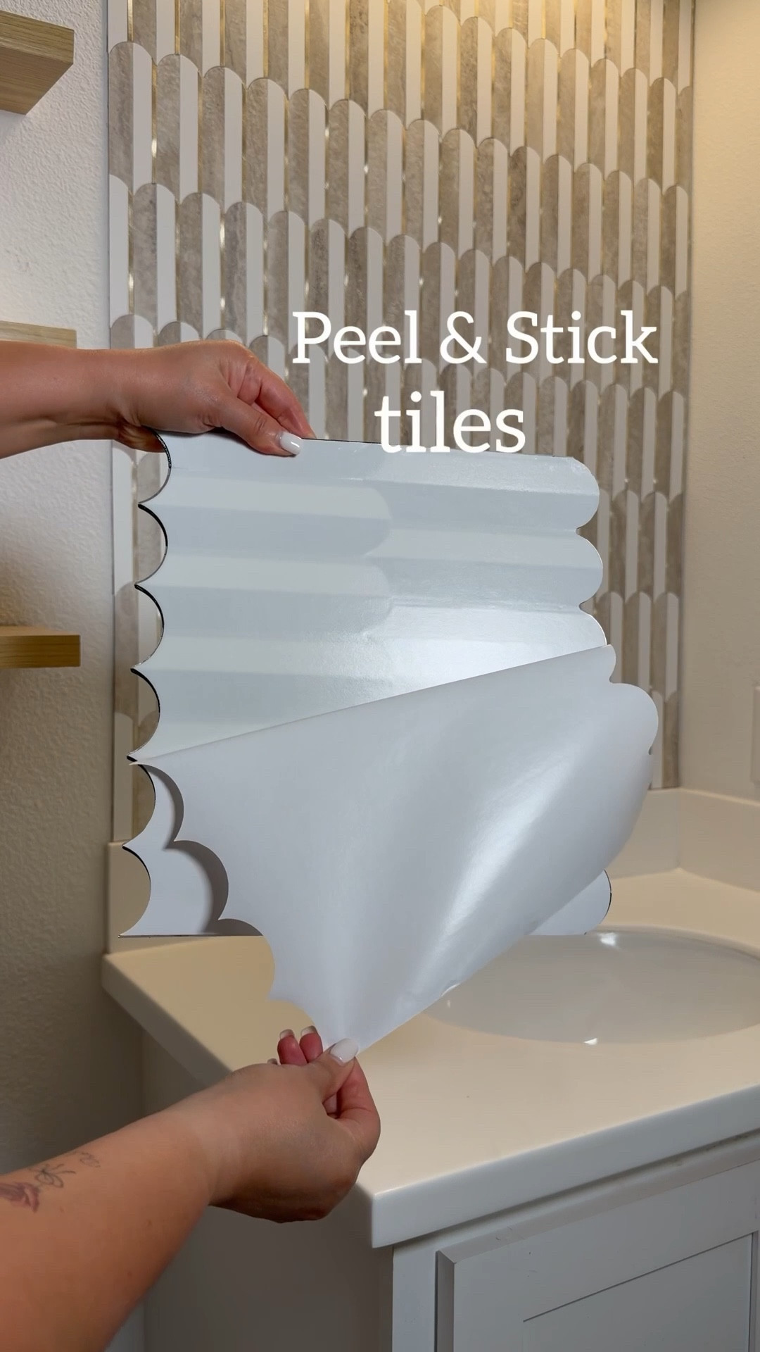 Are you kidding?! 😍 How gorgeous did this project turn out?! So easy and affordable to get a luxe look in your space. Renter friendly too!!

DIY home
Home decor
Home diy 
Home 
Bathroom 
Peel and stick tiles 

#LTKHome