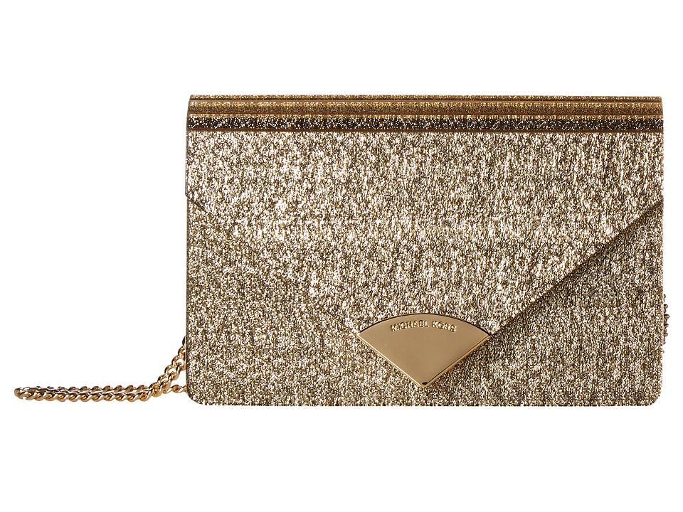 MICHAEL Michael Kors - Barbara Medium Envelope Clutch (Gold) Clutch Handbags | Zappos