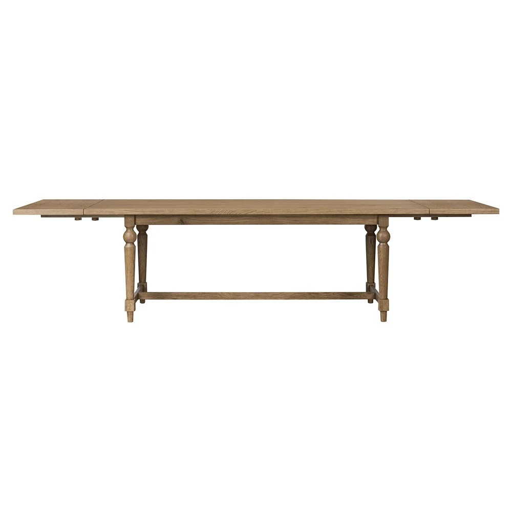 Blaine Updated Traditional Brown Oak Extendable Dining Table - 88-124" | Kathy Kuo Home