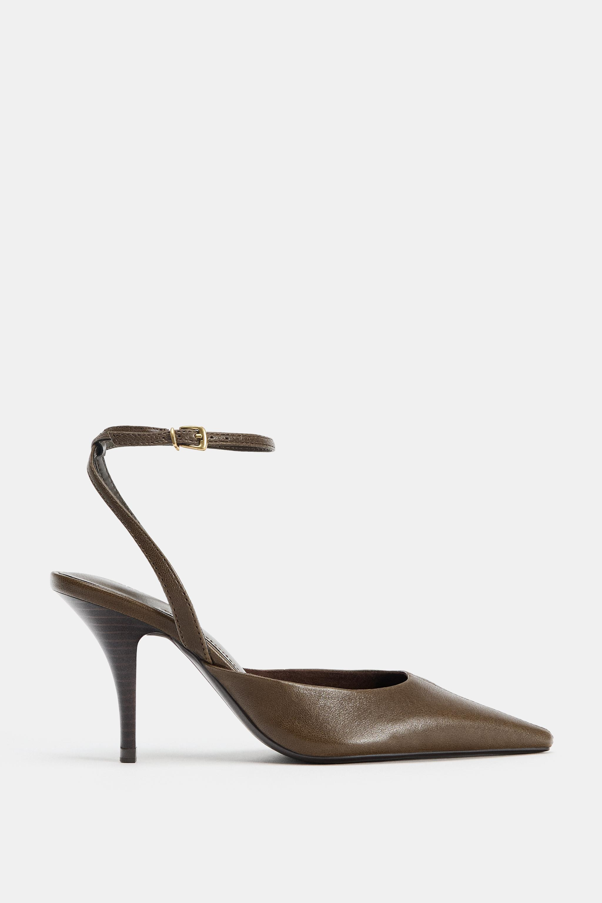 CHAUSSURES À TALONS OUVERTES À L'ARRIÈRE EN CUIR AVEC BRIDE | Zara FR