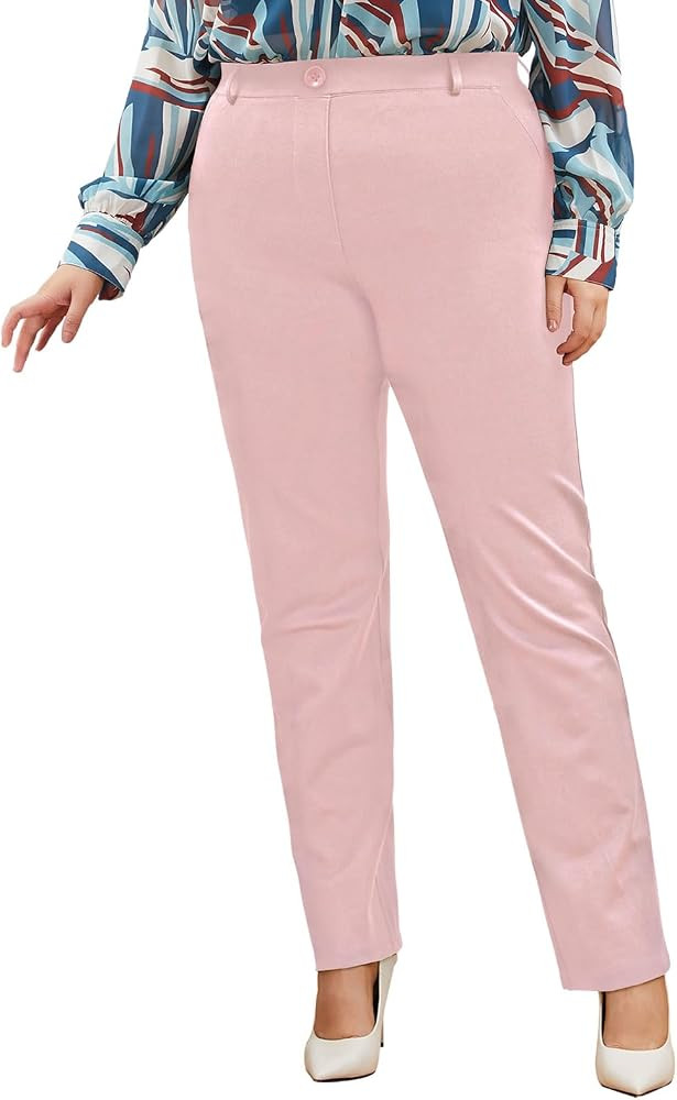 DGD Plus Size Women's Straight-Leg Dress Pants - Slacks for Business Casual,Work Clothes for Offi... | Amazon (US)