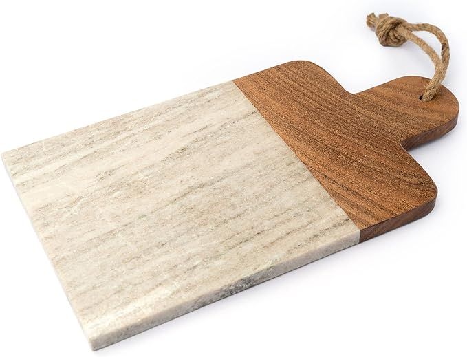 Lexi Home Marble Collection 14 in. Rectangle Cutting Board - Brown Wood Accents | Amazon (US)