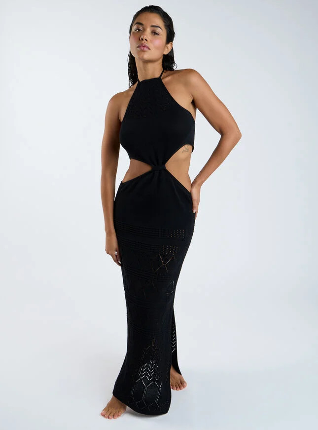 Knitted cut out maxi dress - Black | Boux Avenue (UK)