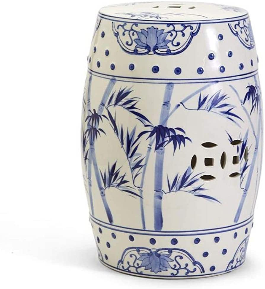 Two's Company Bamboo and Rose Pattern Garden Stool Decor | Amazon (US)