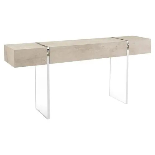 John-Richard Loftus Acrylic Base Single Drawer Console Table Modern | Kathy Kuo Home