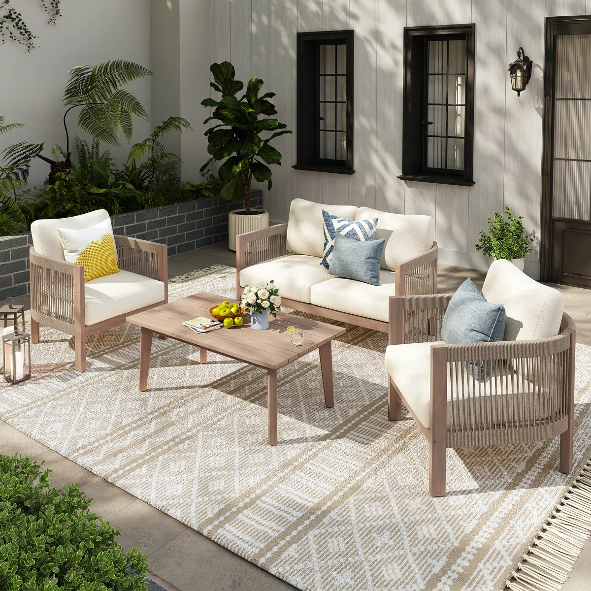 4 - Person Outdoor Seating Group With Cushions | Wayfair North America
