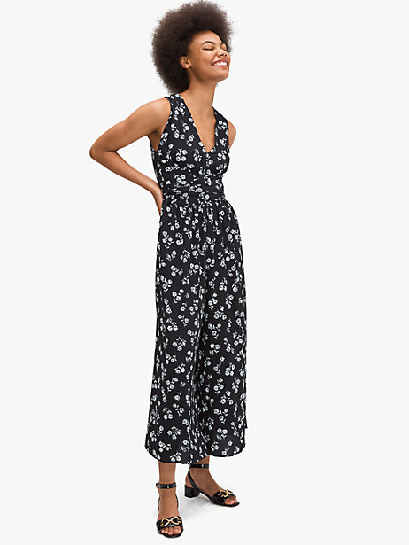 Kate Spade Dandelion Floral Jumpsuit, Black - 0 | Kate Spade Outlet