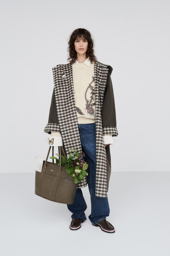 Zara - Wool-Blend Plaid Double-Faced Coat - Gray - M - Man | Zara US
