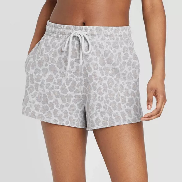Women's Leopard Print Lounge Shorts - Colsie™ Gray | Target