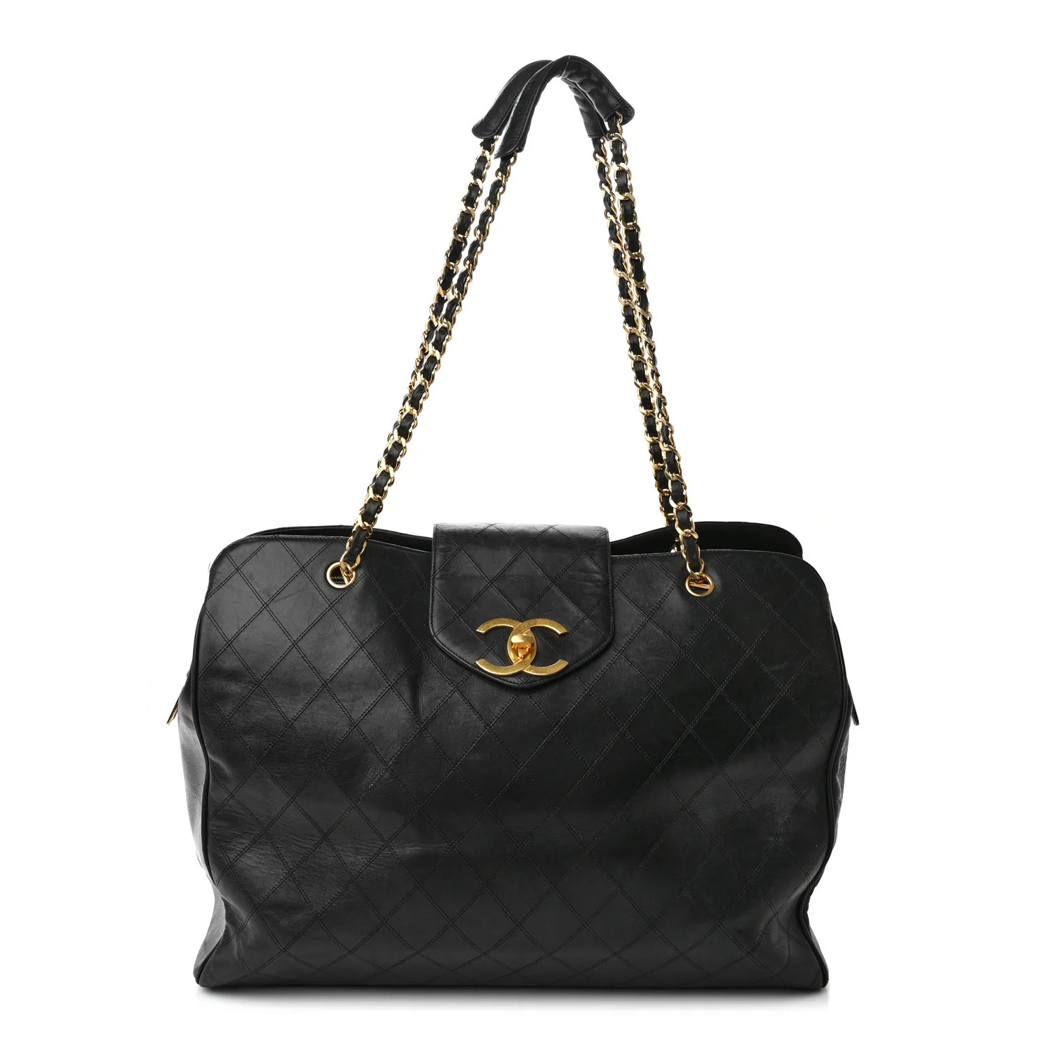 Calfskin Stitched XL Weekender Black | FASHIONPHILE (US)