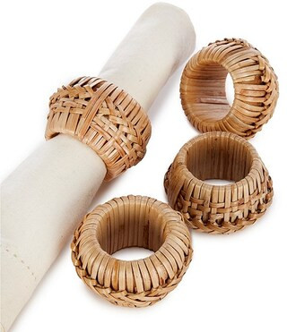 Southern Living Rattan Napkin Ring Holders, Set of 4 | Dillard's | Dillard's