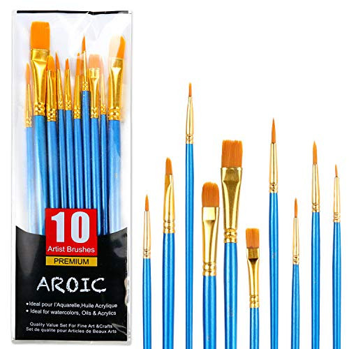 Acrylic Paint Brush Set, 1 Packs / 10 pcs Watercolor Brushes Painting Brush Nylon Hair Brushes for All Purpose Oil Watercolor Painting Artist Professional Kits. | Amazon (US)